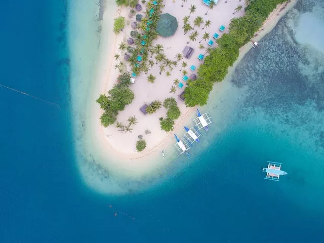 Why travel philippines drone footage of White sandy beaches in the Philippines