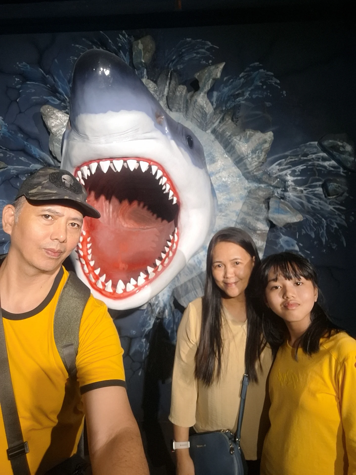 May Carl posing next to the shark jaws photo-op display at Cebu Ocean Park