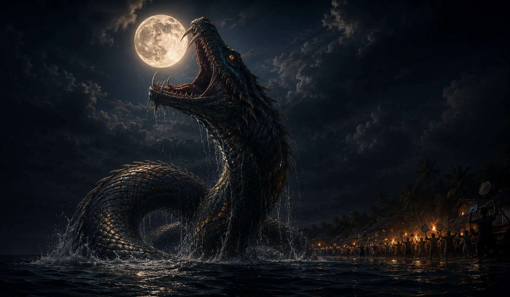 Bakunawa — Philippine mythical giant sea serpent that swallows the moon causing lunar eclipses, a half-dragon half-snake creature from Visayan and Bicolano folklore