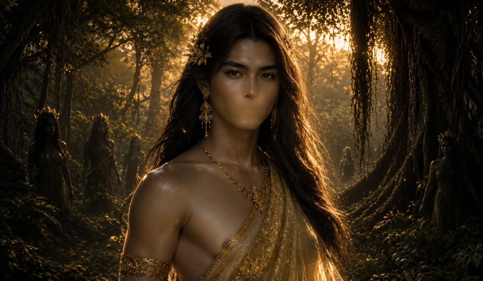 Engkanto — enchanted human-like supernatural beings from Philippine folklore, strikingly beautiful with no philtrum, living in natural environments