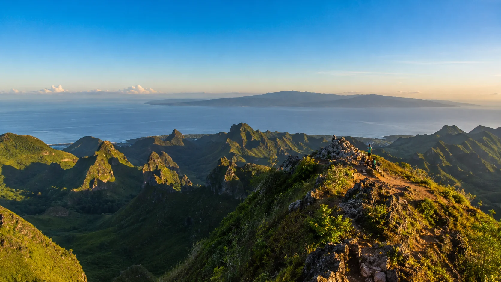 Osmena Peak Cebu Philippines — jagged limestone hills at 1013 metres above sea level in Dalaguete, Cebu, resembling the Chocolate Hills of Bohol with panoramic views of the Tañon Strait and Negros Island