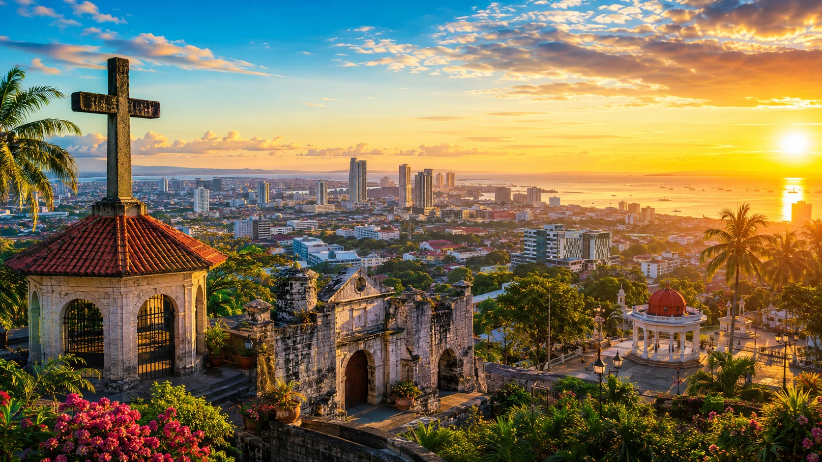 Cebu City sightseeing guide skyline hero illustration