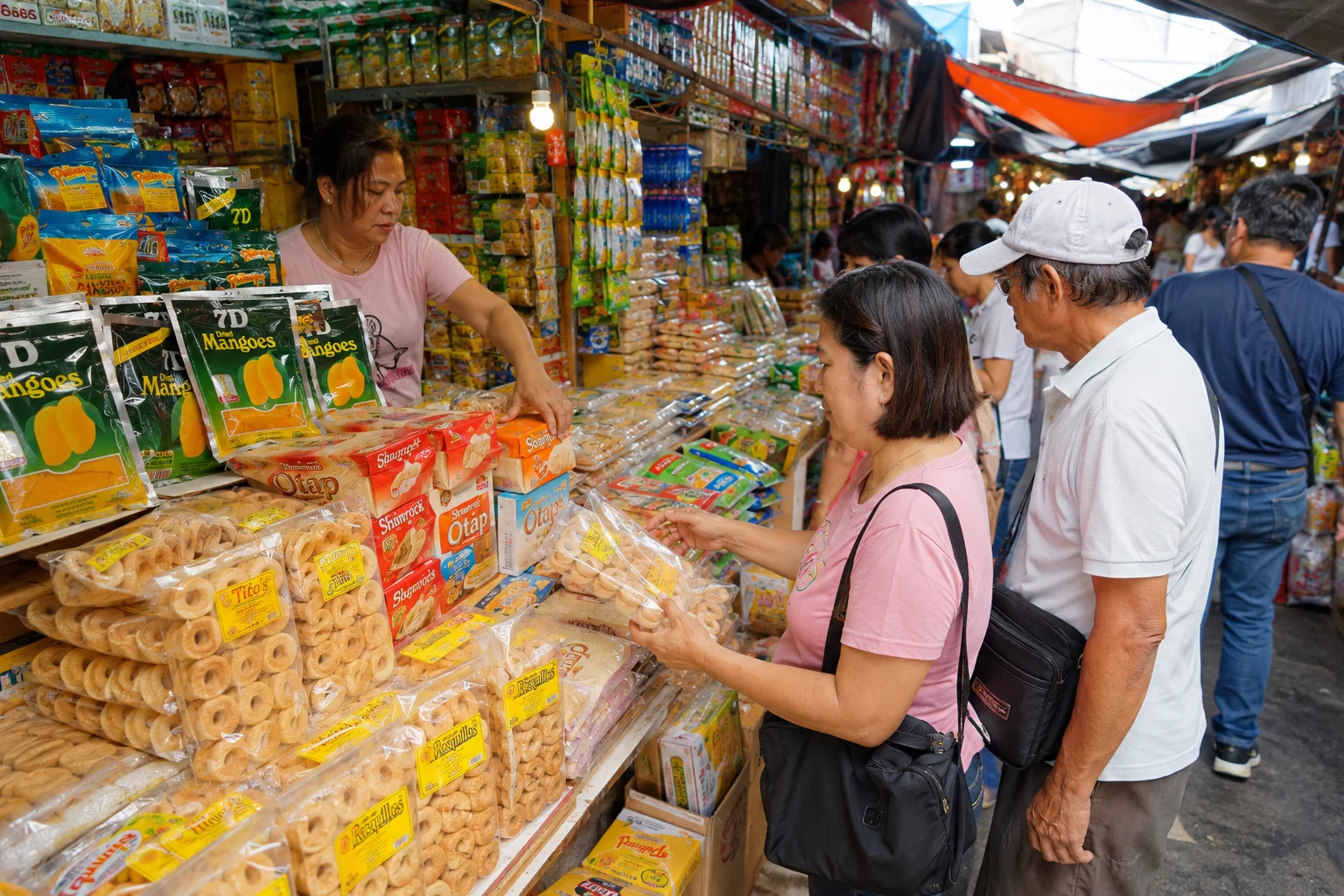 Shopping for pasalubong at a Cebu public market stall