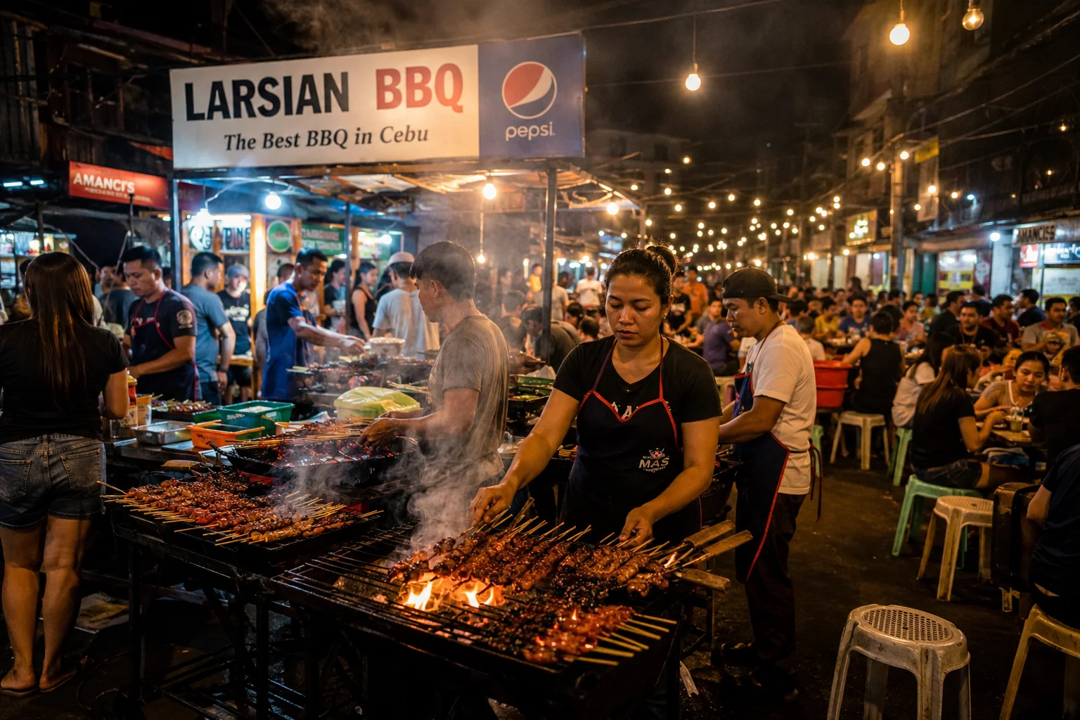 Larsian BBQ grilled street food stalls in Cebu