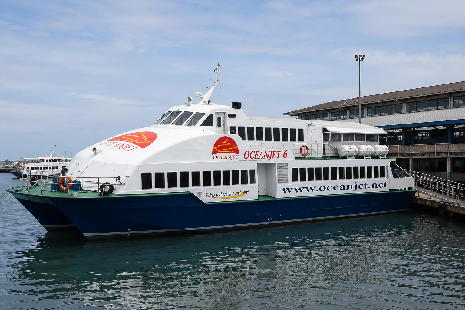 OceanJet fast ferry docked at Pier 1 in Cebu City bound for Bohol