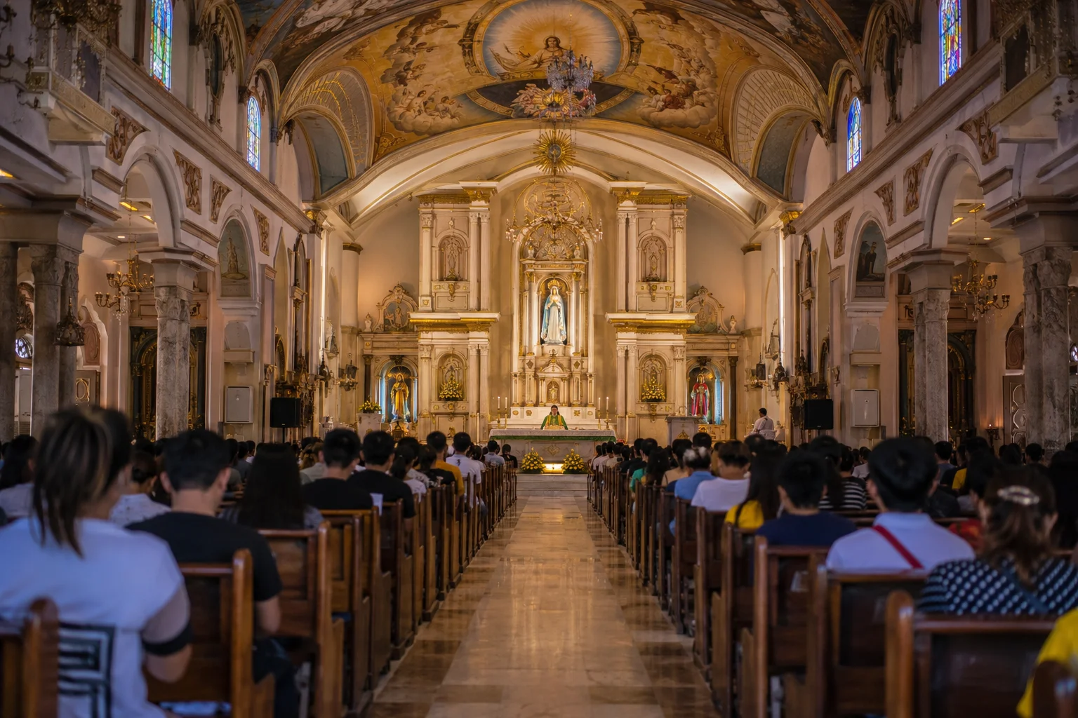 Sunday mass in progress inside Simala Shrine, Cebu