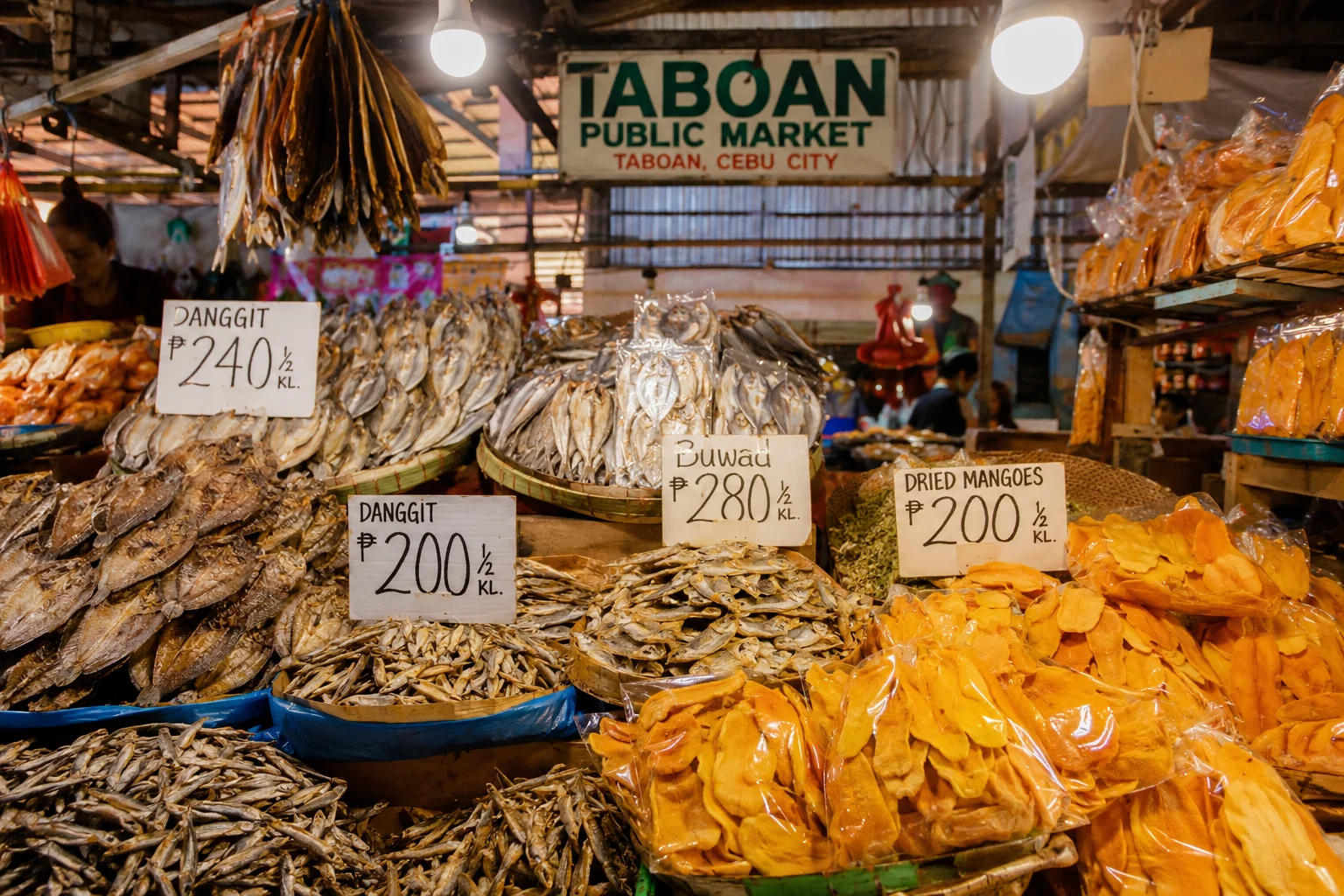 Taboan Public Market dried fish and dried mango stalls, Cebu City