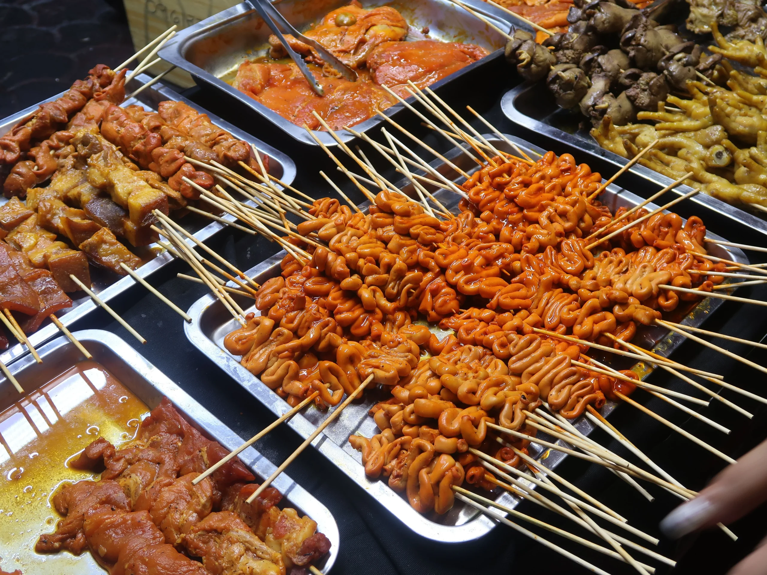 Filipino night market food stalls