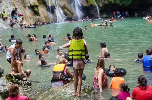 Sagpulon Falls tropical waterfall and natural pool