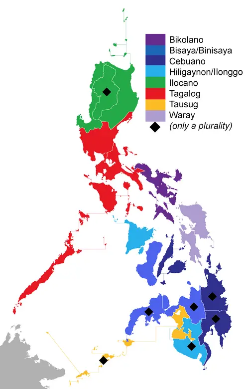 Map of the main languages spoken across the Philippines