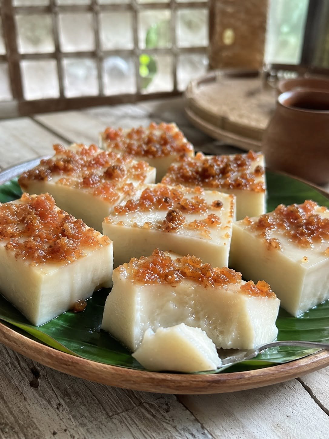 Tibok-tibok, Kapampangan carabao milk pudding topped with latik