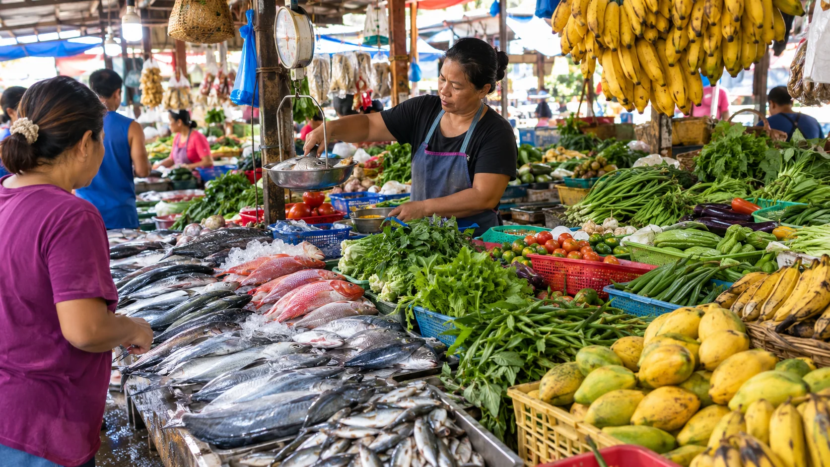 Cost of Living in the Philippines 2026: Monthly Budget, Rent & Prices + Free Calculator 8 Fresh fish and produce at a wet market in the Philippines